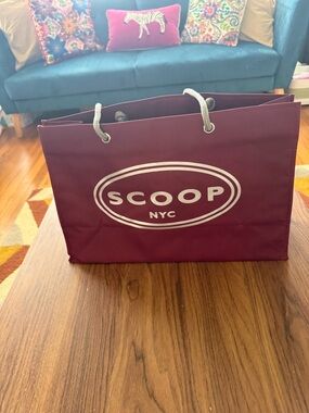 Scoop NYC Shopping Tote Bag Burgundy Logo Rope Handles Rare Closed Boutique
